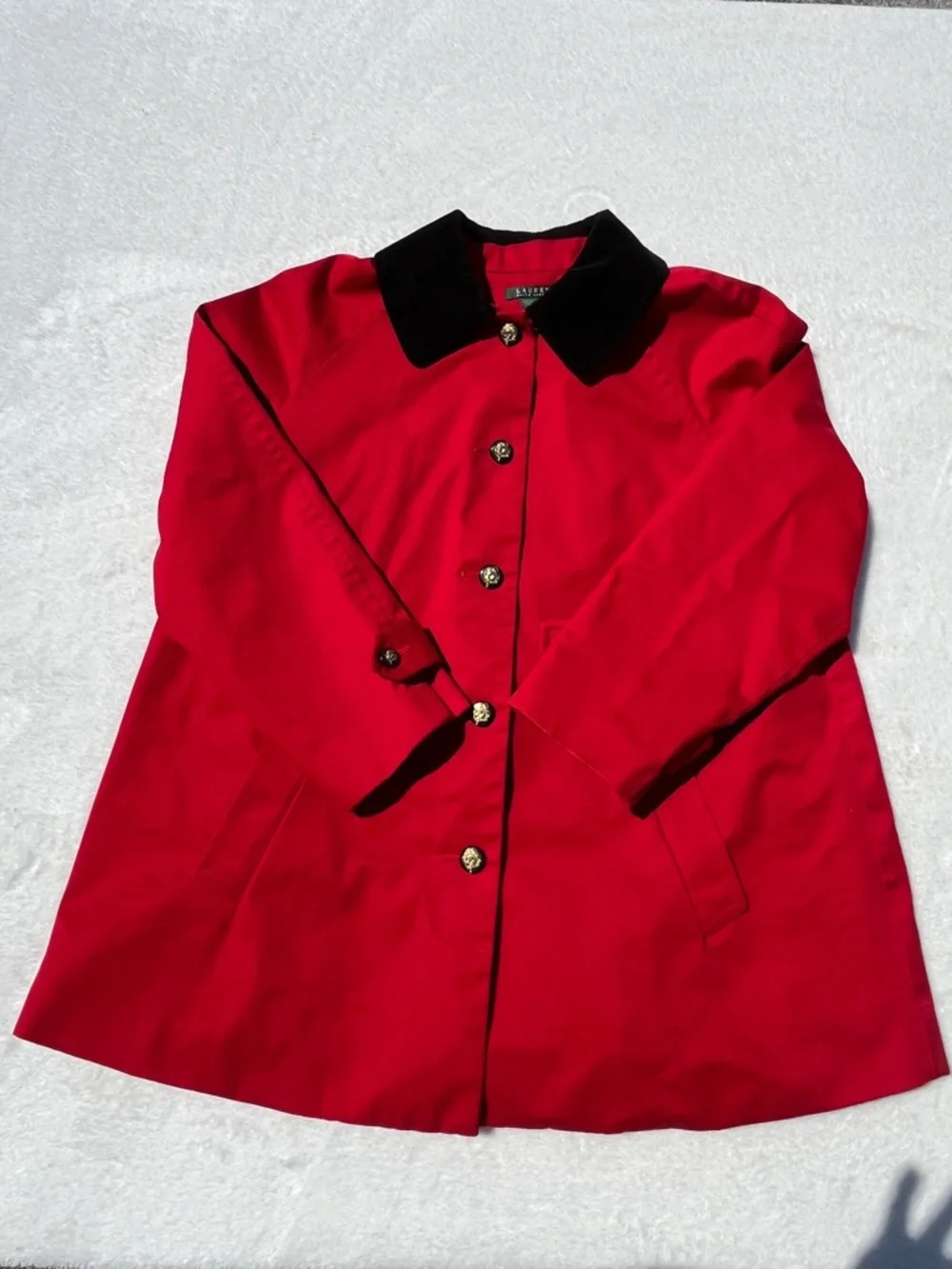 Lauren Ralph Lauren Red Equestrian Barn Coat Corduroy Collar 1X - Picture 3 of 13